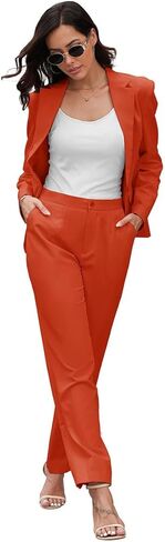 بدلات نسائية للعمل الاحترافي، طقم بدلة عمل مكتبية مكون من قطعتين، طقم سترة وسروال بقصة ضيقة بزر واحد in Kuwait