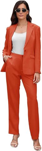 بدلات نسائية للعمل الاحترافي، طقم بدلة عمل مكتبية مكون من قطعتين، طقم سترة وسروال بقصة ضيقة بزر واحد in Kuwait