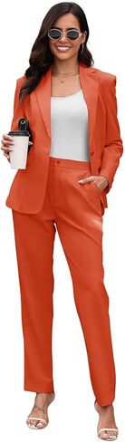 بدلات نسائية للعمل الاحترافي، طقم بدلة عمل مكتبية مكون من قطعتين، طقم سترة وسروال بقصة ضيقة بزر واحد in Kuwait