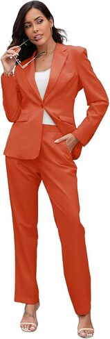 بدلات نسائية للعمل الاحترافي، طقم بدلة عمل مكتبية مكون من قطعتين، طقم سترة وسروال بقصة ضيقة بزر واحد in Kuwait