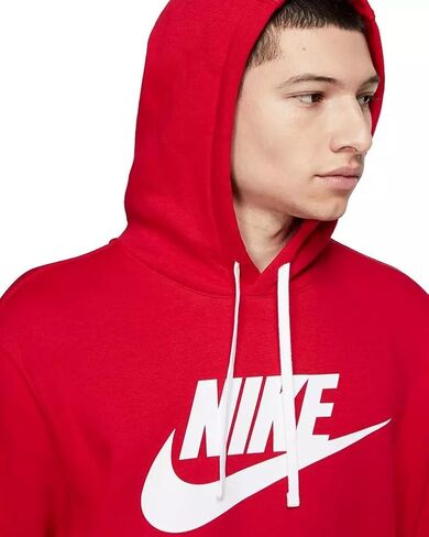 بلوفر بغطاء للرأس للرجال من Nike Big & Tall NSW Club جرافيك جامعة أحمر/أبيض/أبيض مقاس 3XL طويل القامة in Saudi Arabia