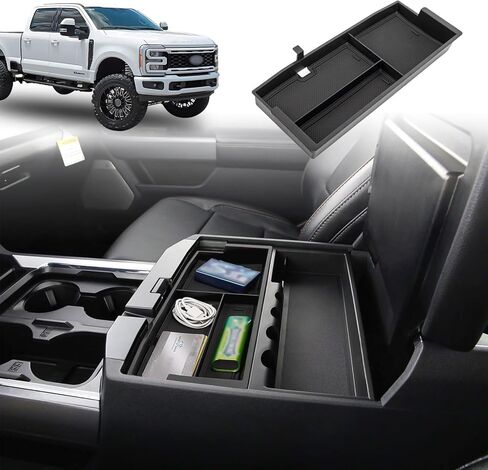 صينية تنظيم وحدة التحكم المركزية متوافقة مع الملحقات الداخلية لصندوق تخزين مسند الذراع 2023 2024 Ford F250 F350 F450 F550 (صينية تخزين نصف الحجم) in Kuwait