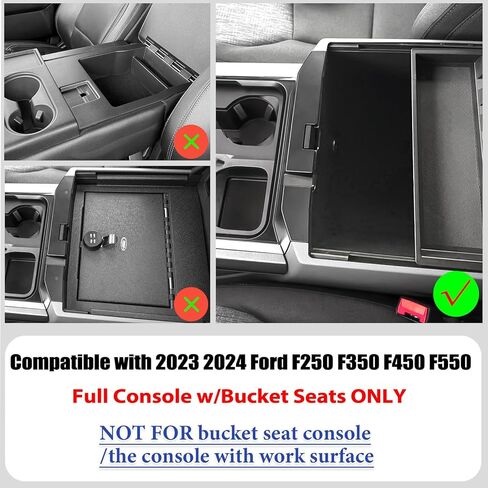صينية تنظيم وحدة التحكم المركزية متوافقة مع الملحقات الداخلية لصندوق تخزين مسند الذراع 2023 2024 Ford F250 F350 F450 F550 (صينية تخزين نصف الحجم) in Kuwait