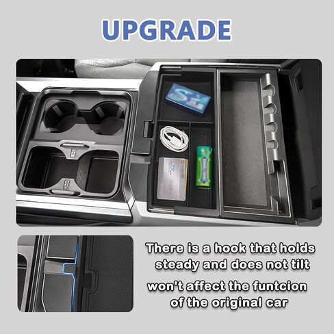 صينية تنظيم وحدة التحكم المركزية متوافقة مع الملحقات الداخلية لصندوق تخزين مسند الذراع 2023 2024 Ford F250 F350 F450 F550 (صينية تخزين نصف الحجم) in Kuwait