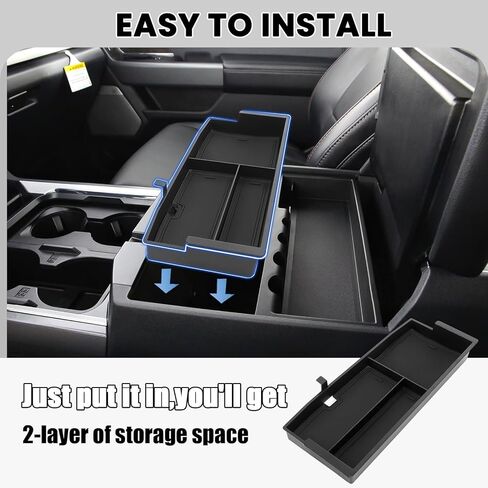 صينية تنظيم وحدة التحكم المركزية متوافقة مع الملحقات الداخلية لصندوق تخزين مسند الذراع 2023 2024 Ford F250 F350 F450 F550 (صينية تخزين نصف الحجم) in Kuwait