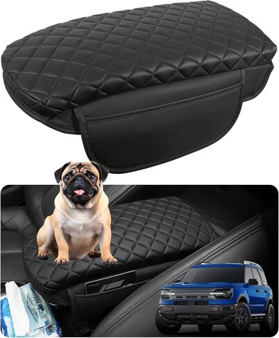 Console Cover for Bronco 2021-2024 Leather Center Console Cover Armrest Cover with Pocket Prevent Dog Scratches Arm Rest Pad for Bronco Accessories 2 or 4 Door (for Bronco 21-24) in Saudi Arabia