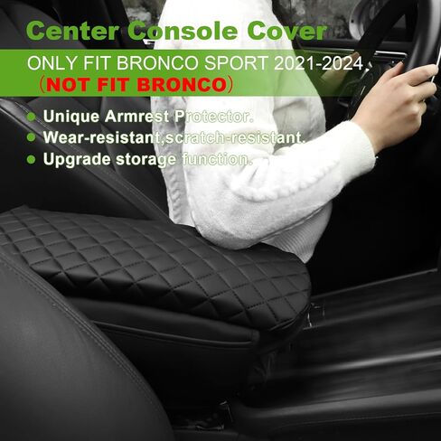 Console Cover for Bronco 2021-2024 Leather Center Console Cover Armrest Cover with Pocket Prevent Dog Scratches Arm Rest Pad for Bronco Accessories 2 or 4 Door (for Bronco 21-24) in Saudi Arabia