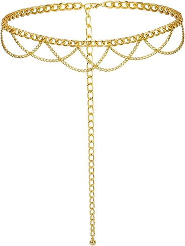 OIDEA Waist Chain Belt for Women: Gold Chunky Belt Chain Metal Sweater Belt Ladies Adjustable Link Belly Chain Body Chain Jewelry in Kuwait