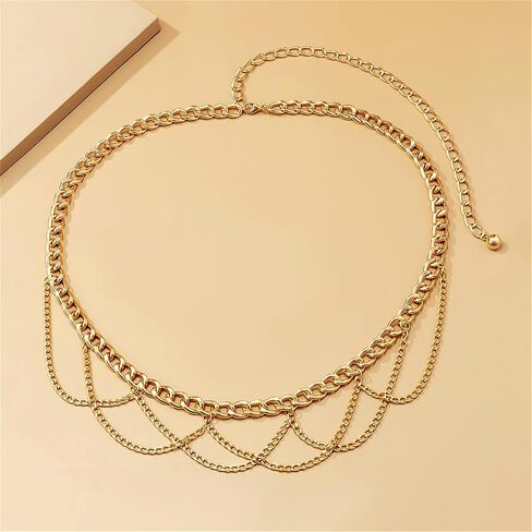 OIDEA Waist Chain Belt for Women: Gold Chunky Belt Chain Metal Sweater Belt Ladies Adjustable Link Belly Chain Body Chain Jewelry in Kuwait