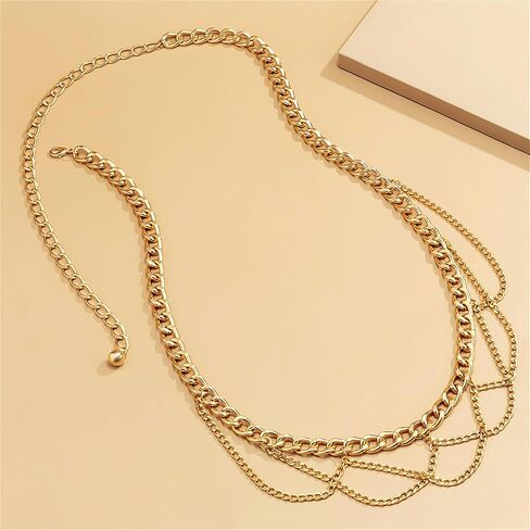 OIDEA Waist Chain Belt for Women: Gold Chunky Belt Chain Metal Sweater Belt Ladies Adjustable Link Belly Chain Body Chain Jewelry in Kuwait