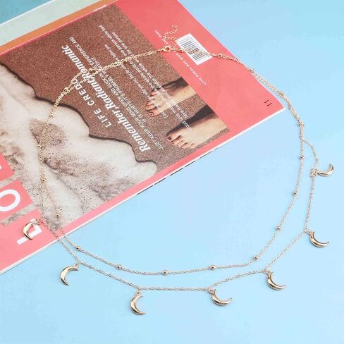 YienDoo Sexy Moon Waist Chain Boho Multi-Layered 3D Crescent Moon Pendant Body Chain Bikini Chain Belly Chain Belt Chain Stomach Chain Fashion Gold Body Jewelry Chain Gifts for Women and Girls in Saudi Arabia