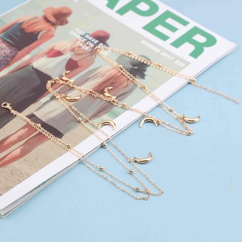 YienDoo Sexy Moon Waist Chain Boho Multi-Layered 3D Crescent Moon Pendant Body Chain Bikini Chain Belly Chain Belt Chain Stomach Chain Fashion Gold Body Jewelry Chain Gifts for Women and Girls in Saudi Arabia