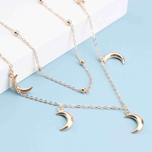 YienDoo Sexy Moon Waist Chain Boho Multi-Layered 3D Crescent Moon Pendant Body Chain Bikini Chain Belly Chain Belt Chain Stomach Chain Fashion Gold Body Jewelry Chain Gifts for Women and Girls in Saudi Arabia