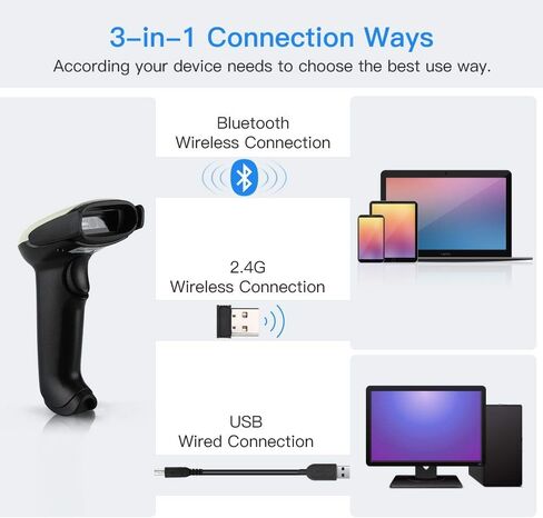 Eyoyo QR Code Scanner Bluetooth Barcode Scanner, Portable Back Clip Wireless 1D 2D UPC ISBN Inventory Barcode Reader PDF417 Data Matrix Code Compatible with iPhone, Android Phone in Kuwait