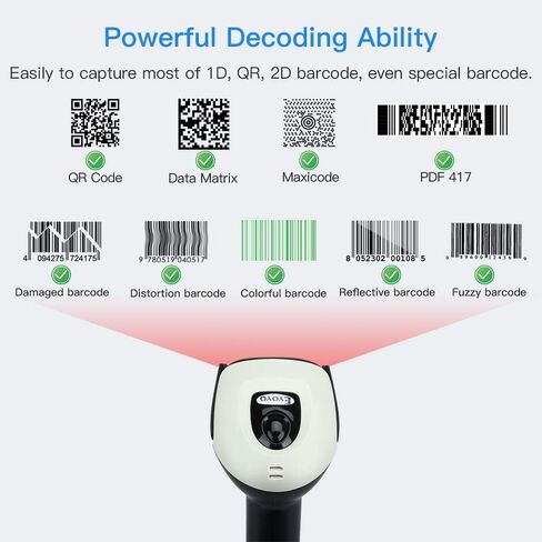 Eyoyo QR Code Scanner Bluetooth Barcode Scanner, Portable Back Clip Wireless 1D 2D UPC ISBN Inventory Barcode Reader PDF417 Data Matrix Code Compatible with iPhone, Android Phone in Kuwait