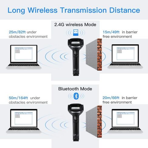 Eyoyo QR Code Scanner Bluetooth Barcode Scanner, Portable Back Clip Wireless 1D 2D UPC ISBN Inventory Barcode Reader PDF417 Data Matrix Code Compatible with iPhone, Android Phone in Kuwait