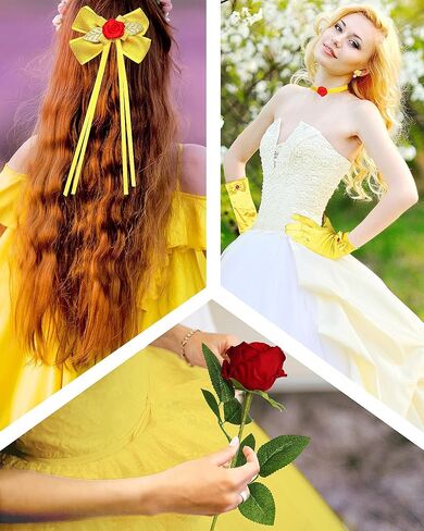5 Pieces Halloween Yellow Princess Costume Accessories for Yellow Dress Halloween Dress Up Accessories for Women in Saudi Arabia