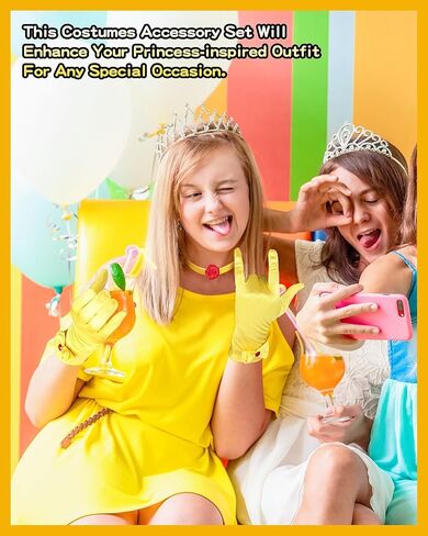 5 Pieces Halloween Yellow Princess Costume Accessories for Yellow Dress Halloween Dress Up Accessories for Women in Saudi Arabia
