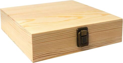 8x8x2-Inch Square Flat Unfinished Wooden Box for DIY Crafts and Storage Wooden Box with Durable Hinges and Retro Front Clasps Natural Pine Smooth Paintable Surface in Saudi Arabia