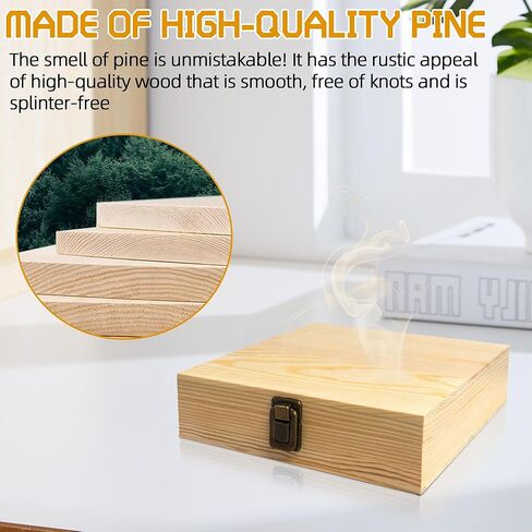 8x8x2-Inch Square Flat Unfinished Wooden Box for DIY Crafts and Storage Wooden Box with Durable Hinges and Retro Front Clasps Natural Pine Smooth Paintable Surface in Saudi Arabia