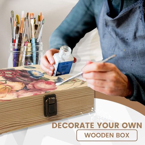 8x8x2-Inch Square Flat Unfinished Wooden Box for DIY Crafts and Storage Wooden Box with Durable Hinges and Retro Front Clasps Natural Pine Smooth Paintable Surface in Saudi Arabia