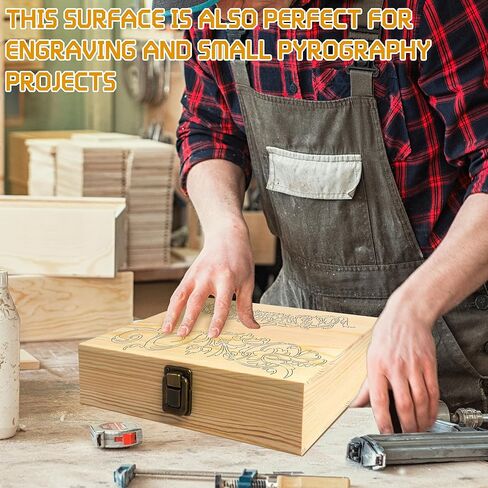 8x8x2-Inch Square Flat Unfinished Wooden Box for DIY Crafts and Storage Wooden Box with Durable Hinges and Retro Front Clasps Natural Pine Smooth Paintable Surface in Saudi Arabia