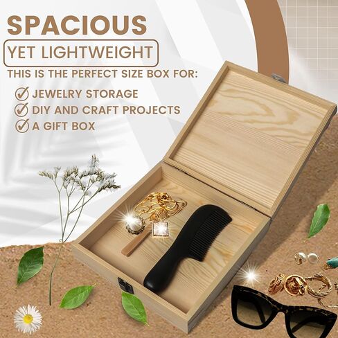 8x8x2-Inch Square Flat Unfinished Wooden Box for DIY Crafts and Storage Wooden Box with Durable Hinges and Retro Front Clasps Natural Pine Smooth Paintable Surface in Saudi Arabia