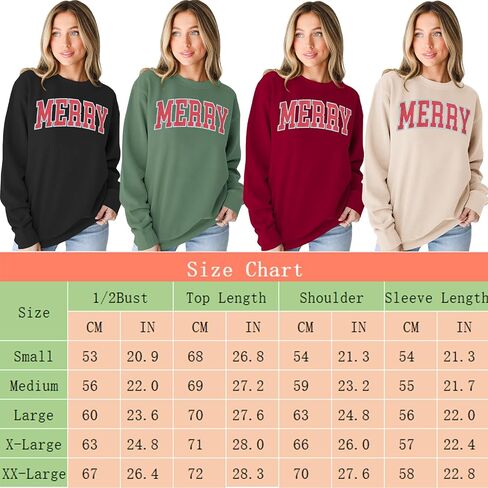 Christmas Women's Merry Graphic Sweatshirt Crewneck Xmas Holiday Sweater Shirt Oversized Pullover Top Winter Outfit in Saudi Arabia