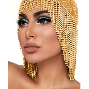 Stonefans Gatsby Rhinestone Cap Headpiece 1920s Silver Head Chain Flapper Hairpiece Cleopatra Hair Accessories for women Girl