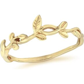 AeraVida Vintage Olive Vines & Leaves Stackable Gold-Plated Sterling Silver Ring (Size 9) | Elegant Nature-Inspired Gold and Silver Jewelry for Women | Sterling Silver Stackable Ring