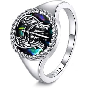 URONE St Michael Ring 925 Sterling Silver Archangel Michael Ring Catholic Jewelry for Men Women