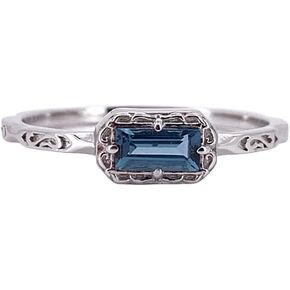 Baguette Wedding Band for Women Solitaire Cubic Zirconia Opal Pink Sapphire Moss Agate Stacking Rings Vintage Filigree Dainty Promise Rings Anniversary Jewelry