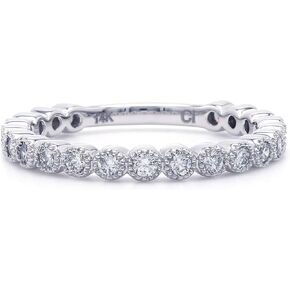 14k White Gold Lab-Grown Diamond Wedding Band Ring Bezel (1/2 cttw, F-G Color, VS-SI Clarity)