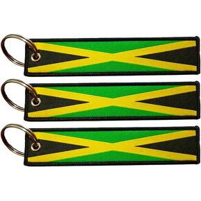 JAVD Jamaica Flag Keychain Tag with Key Ring - Keys, Cars, Motorcycles, Backpacks, Luggage and Gifts - EDC (3 Pack)