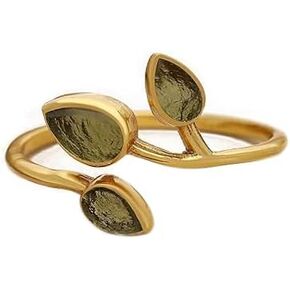 Moldavite Ring Natural Gemstone 14k Gold Plated Minimalist Ring Handmade Jewelry Ring For Women Gemstone Christmas Promise Gift For Her