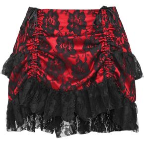 Daisy corsets Women's Red/Black Lace Ruched Bustle Skirt