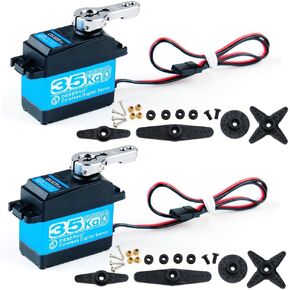 High Torque 35KG RC Steering Servo DS3235SG 7.4V Waterproof Coreless Motor Digital Servo Stainless Steel Metal Gear Servo for 1/8 1/10 1/12 RC Car/Boat (Pack of 2, 270 Degree)