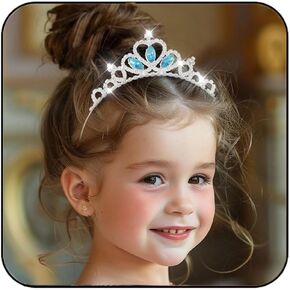 Kilshye Silver Rhinestone Tiara and Crown Blue Crystal Crowns Birthday Costume Headdress for Women