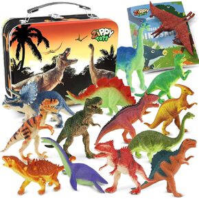 Dinosaur Toys for Kids 3-5 5-7 - 14 Realistic Plastic Dinosaur Figures Set with Storage Box & Learning Booklet - Educational Dino Figure Toys for Boys Girls Toddlers