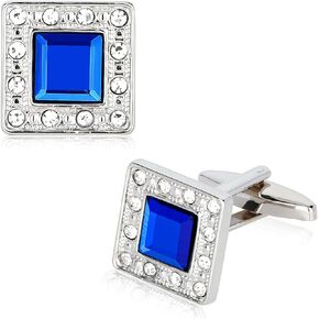 Blue Navy Cufflinks for Men Tuxedo Studs Tuxedo Buttons Blue Rhinestone Crystal Cuff Links Shirt Studs Men Shirt Cuff Links Tuxedo Suit Accessories Men Formal Dress Accessories for Business, Wedding