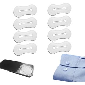 8 قطع من أزرار أكمام القميص وأزرار الأكمام محولات على شكل قميص وأزرار أكمام مع أغطية أزرار وقمصان أكمام فرنسية للرجال وفتحات أزرار الأكمام لقمصان الرجال (أبيض) in Kuwait