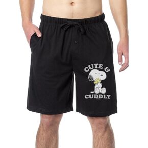 Peanuts Mens' Snoopy Woodstock Cute and Cuddly Sleep Pajama Shorts for Adults