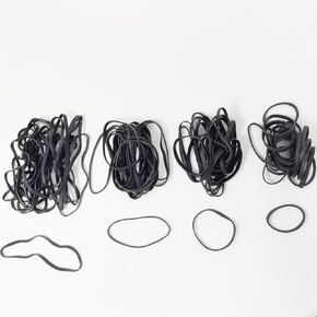 100 Pack Elastic Rubber Bands 4 Sizes Heavy Duty Black Assorted Wide Ticker Rubber Band for Cords Organizing Office Supplies