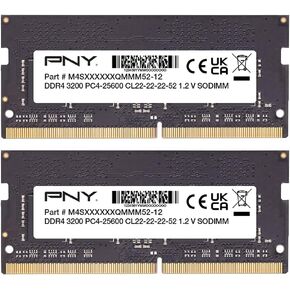 PNY Performance 16GB DDR4 DRAM 3200MHz (PC4-25600) CL22 (Compatible with 2666MHz, 2400MHz or 2133MHz) 1.2V Notebook/Laptop (SODIMM) Computer Memory Kit – MN16GSD43200-TB in Kuwait