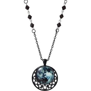 Gothic Moon Crystal Necklace Vintage Statement Black Crescent Necklace Punk Style Moon Pendant Necklace Dark Gothic Necklace Halloween Costume Jewelry Chirstmas New Year for Women Jewelry Gift