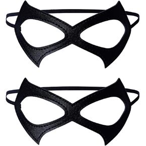 Half Cat Eye Costume Mask Black Leather Cat Woman Mask Masquerade Mask For Halloween Party Cosplay 2 Pieces