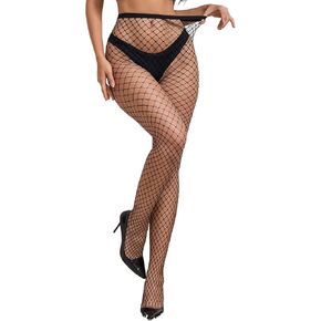 Fishnet Stockings for Women Plus Size Mesh Fishnet Tights Sexy High Waist Pantyhose Black XS-5XL