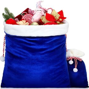 Shappy 2 Pieces Christmas Velvet Santa Bags with Drawstring in 2 Size Large Christmas Santa Gift Bags Santa Gift Sack for Xmas Playing Santa Present Toy(Red)