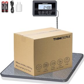 THINKSCALE Shipping Scale, 86lb x 0.1oz Postage Scale for Packages with Separate LCD Display, Hold/Tare, 5 Units, Postal Scale Twin Fold up Holder, Package Scale for Small Business, Mail Scale