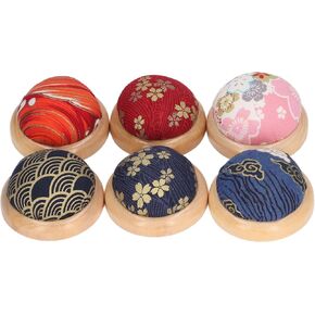 Pin Cushion 6Pcs Wooden Base Pin Cushions Needle Holder, Pin Holder Handmade Ewing Tools Needle Pincushions, Round Clip Holder Sewing Accessories for Household Sewing Quilting in Saudi Arabia